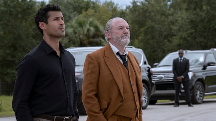 3 Body Problem. (L to R) Saamer Usmani as Raj Varma, Liam Cunningham as Wade in episode 107 of 3 Body Problem