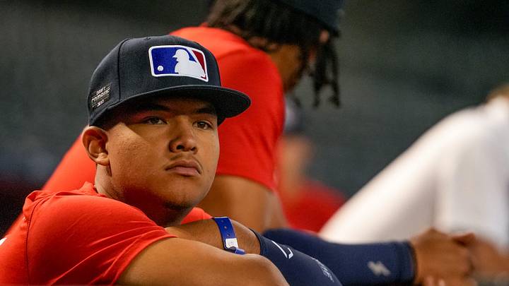 Antonio Anderson of North Atlanta High School attends the MLB Draft Combine at Chase Field in Phoenix on June 21, 2023.