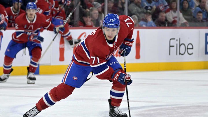 Feb 21, 2024; Montreal, Quebec, CAN; Montreal Canadiens forward Jake Evans