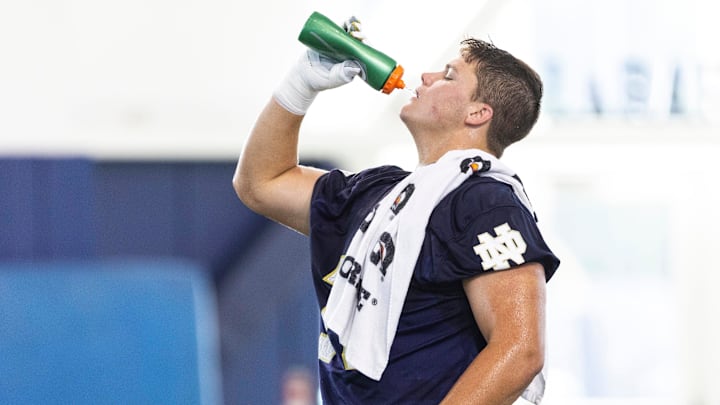 Notre Dame's Joe Alt during Notre Dame Fall Camp