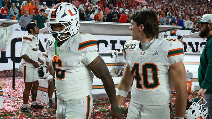 Jan 19, 2026; Miami Gardens, FL, USA; Miami Hurricanes defensive back Xavier Lucas (6) reacts after the College Football Playoff National Championship game at Hard Rock Stadium. Mandatory Credit: Mark J. Rebilas-Imagn Images Jan 19, 2026; Miami Gardens, FL, USA; Miami Hurricanes defensive back Xavier Lucas (6) reacts after the College Football Playoff National Championship game at Hard Rock Stadium. Mandatory Credit: Mark J. Rebilas-Imagn Images
