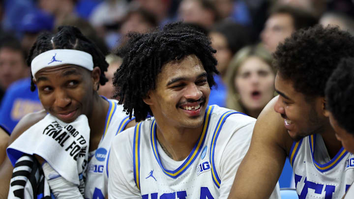 Mar 20, 2026; Philadelphia, PA, USA; UCLA Bruins guard Skyy Clark (55) reacts on the bench in the second half during a first round game of the men's 2026 NCAA Tournament at Xfinity Mobile Arena. Mandatory Credit: Bill Streicher-Imagn Images Mar 20, 2026; Philadelphia, PA, USA; UCLA Bruins guard Skyy Clark (55) reacts on the bench in the second half during a first round game of the men's 2026 NCAA Tournament at Xfinity Mobile Arena. Mandatory Credit: Bill Streicher-Imagn Images