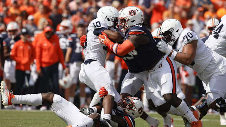 Sep 17, 2022; Auburn, Alabama, USA; Penn State Nittany Lions running back Nicholas Singleton (10) is