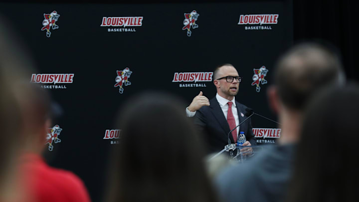 New Louisville basketball head coach Pat Kelsey made remarks during his announcement at the Planet