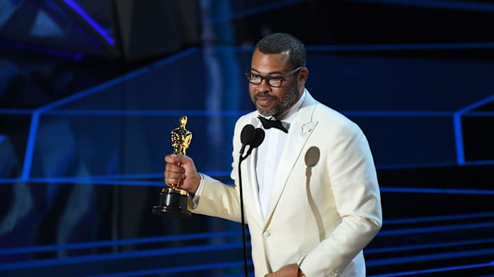 Jordan Peele accepts the Oscar for Original screenplay for \"Get Out\"   during the 90th Academy Awards.

XXX ENTERTAINMENT__90TH_ACADEMY_AWARDS_20180304_USA_CTP_579.JPG E ENT USA CA

Jordan Peele accepts the Oscar for Original screenplay for \"Get Out\"A during the 90th Academy Awards.