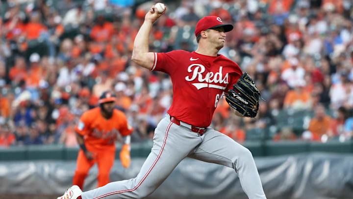 Apr 19, 2025; Baltimore, Maryland, USA; Cincinnati Reds pitcher Carson Spiers (68) throws the ball during the sixth inning against the Baltimore Orioles at Oriole Park at Camden Yards. Mandatory Credit: Daniel Kucin Jr.-Imagn Images Apr 19, 2025; Baltimore, Maryland, USA; Cincinnati Reds pitcher Carson Spiers (68) throws the ball during the sixth inning against the Baltimore Orioles at Oriole Park at Camden Yards. Mandatory Credit: Daniel Kucin Jr.-Imagn Images