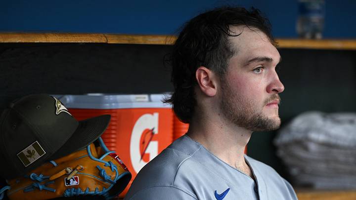 May 15, 2026; Detroit, Michigan, USA;  Toronto Blue Jays starting pitcher Trey Yesavage (39) watches the action from the dugout against the Detroit Tigers in the fifth inning at Comerica Park. Mandatory Credit: Lon Horwedel-Imagn Images