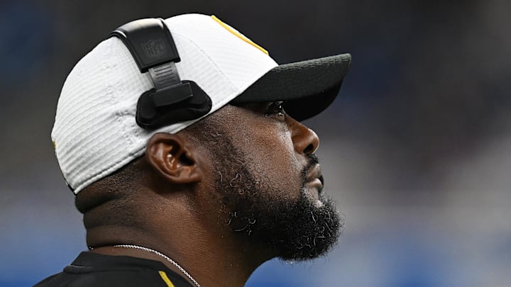 Aug 24, 2024; Detroit, Michigan, USA; Pittsburgh Steelers head coach Mike Tomlin Mandatory Credit: Lon Horwedel-USA TODAY Sports