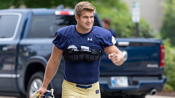 Notre Dame's Michael Mayer prior to Notre Dame Fall Practice on Friday, August 05, 2022, at Irish