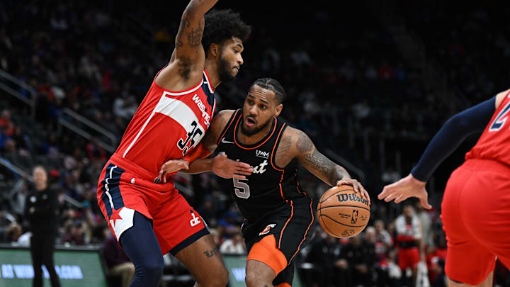 Jan 27, 2024; Detroit, Michigan, USA; Detroit Pistons guard Monte Morris (5)