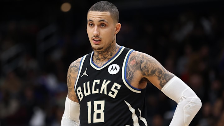 Jan 29, 2026; Washington, District of Columbia, USA; Milwaukee Bucks forward Kyle Kuzma (18) looks on during the second half against the Washington Wizards at Capital One Arena. Mandatory Credit: Daniel Kucin Jr.-Imagn Images
