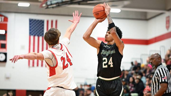 Wauwatosa West guard Jalen Brown shoots the ball.