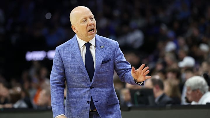 Mar 20, 2026; Philadelphia, PA, USA; UCLA Bruins head coach Mick Cronin reacts in the second half during a first round game of the men's 2026 NCAA Tournament at Xfinity Mobile Arena. Mandatory Credit: Bill Streicher-Imagn Images