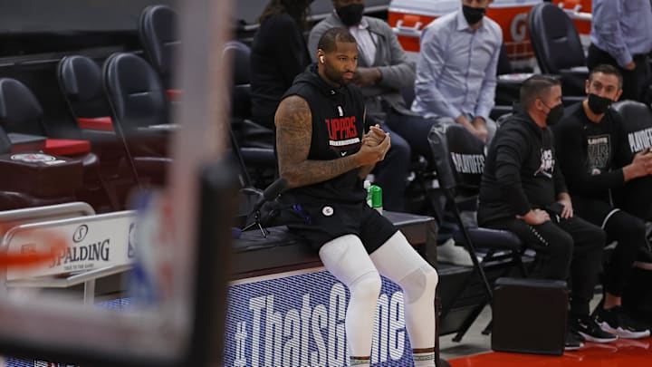LA Clippers center DeMarcus Cousins (15) prior to game one in the second round of the 2021 NBA Playoffs.