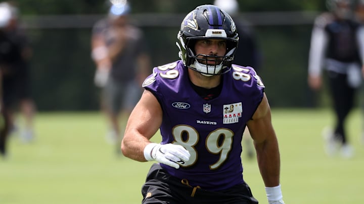 Jun 10, 2025; Baltimore, MD, USA; Baltimore Ravens tight end Mark Andrews (89) runs a route during an NFL OTA at Under Armour Performance Center. Mandatory Credit: Daniel Kucin Jr.-Imagn Images Jun 10, 2025; Baltimore, MD, USA; Baltimore Ravens tight end Mark Andrews (89) runs a route during an NFL OTA at Under Armour Performance Center. Mandatory Credit: Daniel Kucin Jr.-Imagn Images