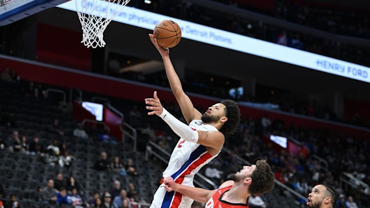 Nov 10, 2024; Detroit, Michigan, USA; Detroit Pistons guard Cade Cunningham (2) shoots over Houston Rockets center Alperen Sengun (28) in the fourth quarter at Little Caesars Arena. Mandatory Credit: Lon Horwedel-Imagn Images Nov 10, 2024; Detroit, Michigan, USA; Detroit Pistons guard Cade Cunningham (2) shoots over Houston Rockets center Alperen Sengun (28) in the fourth quarter at Little Caesars Arena. Mandatory Credit: Lon Horwedel-Imagn Images