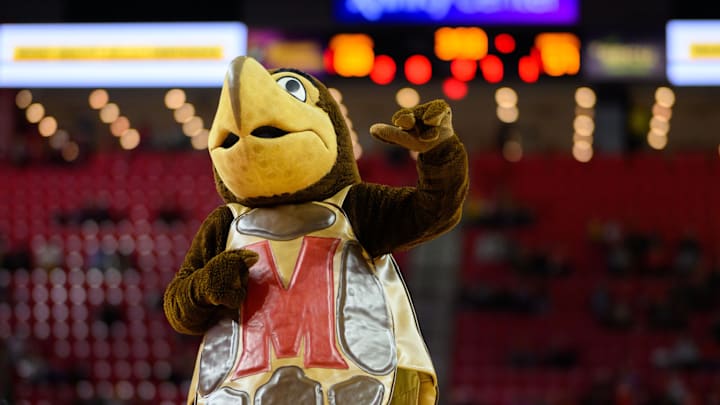 Jan 13, 2025; College Park, Maryland, USA; Maryland Terrapins mascot performs at the game between the Maryland Terrapins and the Minnesota Golden Gophers during the second half at Xfinity Center. Mandatory Credit: Reggie Hildred-Imagn Images Jan 13, 2025; College Park, Maryland, USA; Maryland Terrapins mascot performs at the game between the Maryland Terrapins and the Minnesota Golden Gophers during the second half at Xfinity Center. Mandatory Credit: Reggie Hildred-Imagn Images