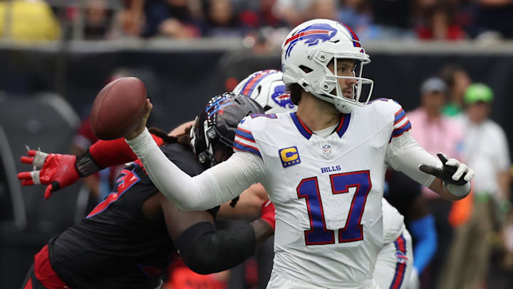 Buffalo Bills quarterback Josh Allen drops back to pass against the Houston Texans.