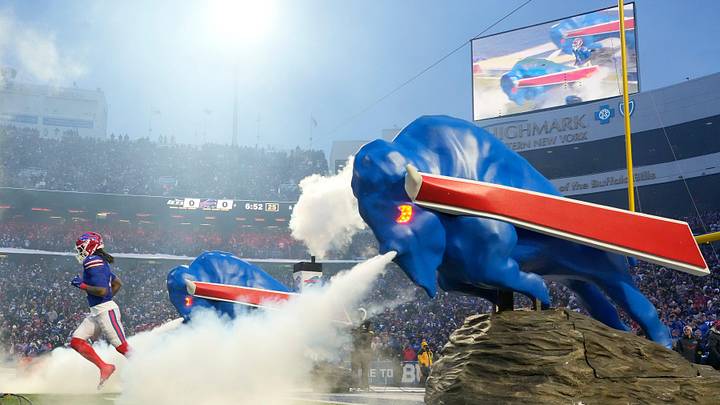 Buffalo Bills RB James Cook III runs onto the field prior to the start of the team's last regular season game against the New York Jets at Highmark Stadium in Orchard Park, New York, on Sunday, January 4, 2026. Buffalo Bills RB James Cook III runs onto the field prior to the start of the team's last regular season game against the New York Jets at Highmark Stadium in Orchard Park, New York, on Sunday, January 4, 2026.