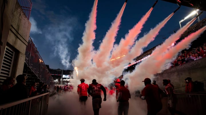 The Ohio State Buckeyes run through the team entrance tunnel as they take field for the NCAA football game against the Akron Zips game at Ohio Stadium in Columbus, Ohio Sept. 25.

Osu21akr Njg 027