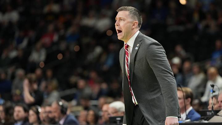Mar 19, 2026; Greenville, SC, USA; Ohio State Buckeyes Jake Diebler reacts in the first half during a first round game of the men's 2026 NCAA Tournament at Bon Secours Wellness Arena. Mandatory Credit: Bob Donnan-Imagn Images