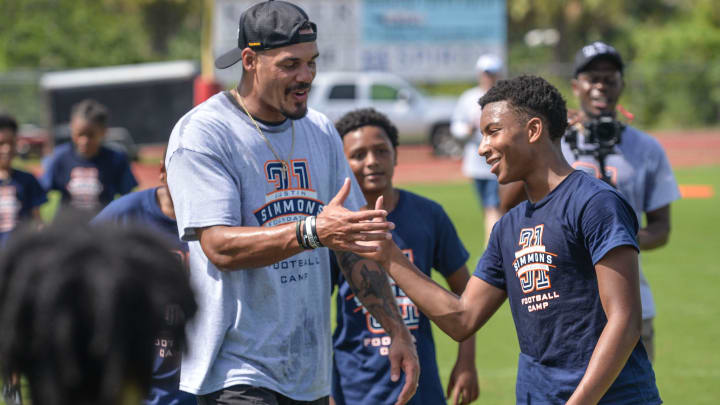 Former NFL Denver Broncos Safety Justin Simmons holds the Justin Simmons Free Florida Youth Football Camp on Saturday, July 13, 2024, at South Fork High School. Former NFL Denver Broncos Safety Justin Simmons holds the Justin Simmons Free Florida Youth Football Camp on Saturday, July 13, 2024, at South Fork High School.