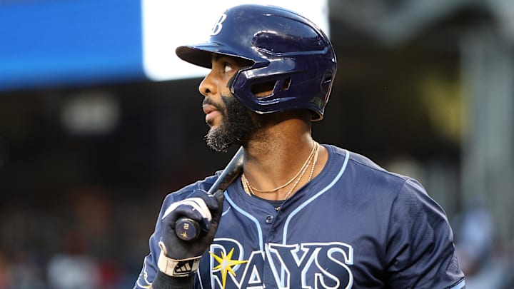 Aug 29, 2025; Washington, District of Columbia, USA; Tampa Bay Rays first baseman Yandy Diaz (2) looks on during the third inning against the Washington Nationals at Nationals Park. Aug 29, 2025; Washington, District of Columbia, USA; Tampa Bay Rays first baseman Yandy Diaz (2) looks on during the third inning against the Washington Nationals at Nationals Park.