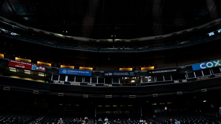 People attend the MLB Draft Combine at Chase Field in Phoenix on June 21, 2023. People attend the MLB Draft Combine at Chase Field in Phoenix on June 21, 2023.