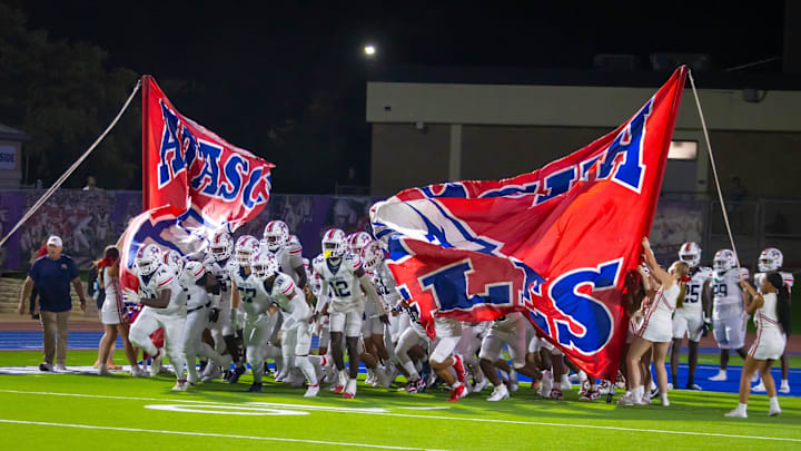 Atascocita Eagles return to the field to start the second half against the Westlake Chaparrals at the non-district Class 6A football game on Friday, Sept 13, 2024, at Westlake High School in West Lake Hills, TX.