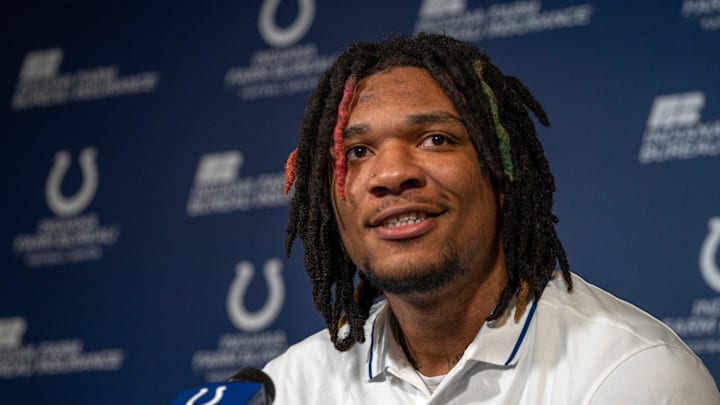 Indianapolis Colts Quarterback Anthony Richardson speaks to the media Thursday, Jan. 11, 2024 at the