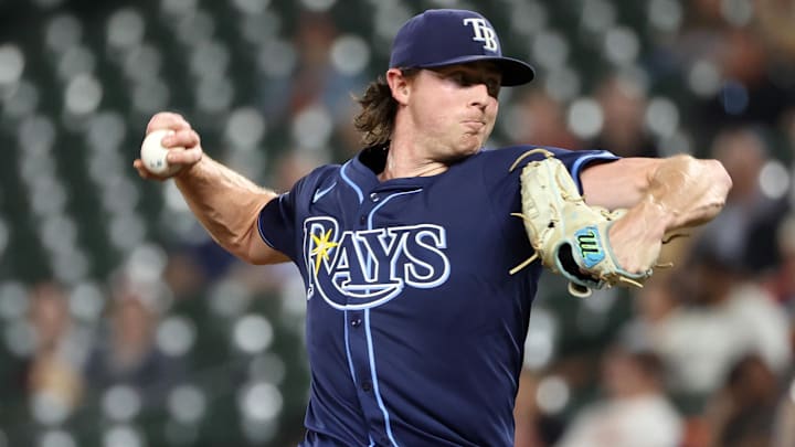 Sep 23, 2025; Baltimore, Maryland, USA; Tampa Bay Rays pitcher Ryan Pepiot (44) throws during the first inning against the Baltimore Orioles at Oriole Park at Camden Yards. Mandatory Credit: Daniel Kucin Jr.-Imagn Images Sep 23, 2025; Baltimore, Maryland, USA; Tampa Bay Rays pitcher Ryan Pepiot (44) throws during the first inning against the Baltimore Orioles at Oriole Park at Camden Yards. Mandatory Credit: Daniel Kucin Jr.-Imagn Images