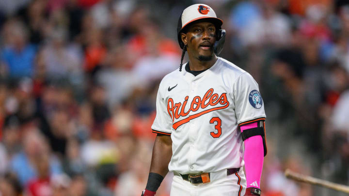 Jun 30, 2024; Baltimore, Maryland, USA; Baltimore Orioles second base Jorge Mateo (3). Jun 30, 2024; Baltimore, Maryland, USA; Baltimore Orioles second base Jorge Mateo (3).