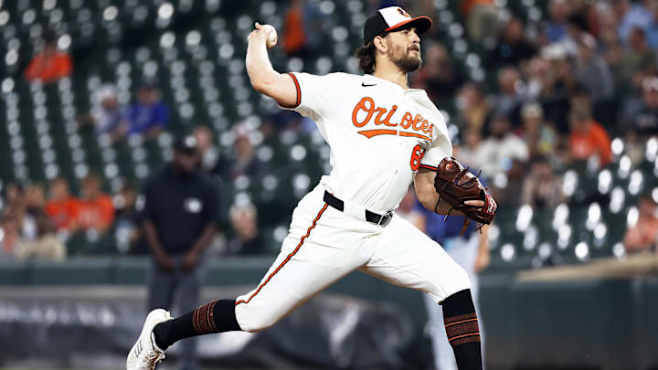 Sep 23, 2025; Baltimore, Maryland, USA; Baltimore Orioles pitcher Dean Kremer (64) throws during the first inning against the Tampa Bay Rays at Oriole Park at Camden Yards. Mandatory Credit: Daniel Kucin Jr.-Imagn Images Sep 23, 2025; Baltimore, Maryland, USA; Baltimore Orioles pitcher Dean Kremer (64) throws during the first inning against the Tampa Bay Rays at Oriole Park at Camden Yards. Mandatory Credit: Daniel Kucin Jr.-Imagn Images