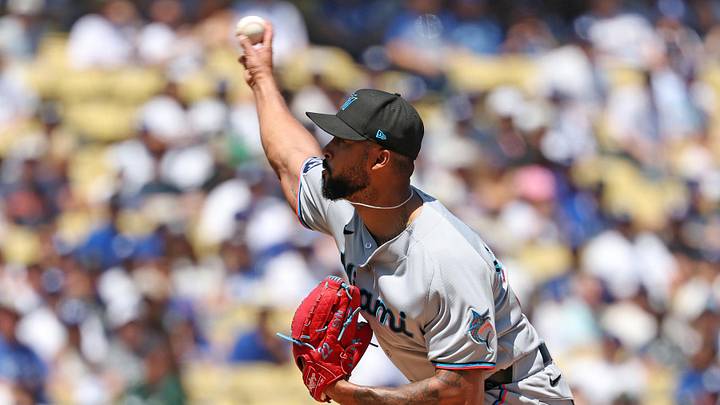 Apr 29, 2026; Los Angeles, California, USA; Miami Marlins pitcher Sandy Alcantara (22) throws a pitch against the Los Angeles Dodgers during the first inning at Dodger Stadium. Mandatory Credit: Kiyoshi Mio-Imagn Images Apr 29, 2026; Los Angeles, California, USA; Miami Marlins pitcher Sandy Alcantara (22) throws a pitch against the Los Angeles Dodgers during the first inning at Dodger Stadium. Mandatory Credit: Kiyoshi Mio-Imagn Images