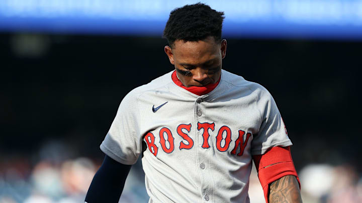 Jul 5, 2025; Washington, District of Columbia, USA; Boston Red Sox outfielder Ceddanne Rafaela (3) gets called out at third during the eighth inning against the Washington Nationals at Nationals Park. Mandatory Credit: Daniel Kucin Jr.-Imagn Images