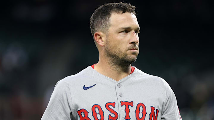 Apr 2, 2025; Baltimore, Maryland, USA; Boston Red Sox third baseman Alex Bregman (2) looks on during the first inning against the Baltimore Orioles at Oriole Park at Camden Yards. Mandatory Credit: Daniel Kucin Jr.-Imagn Images