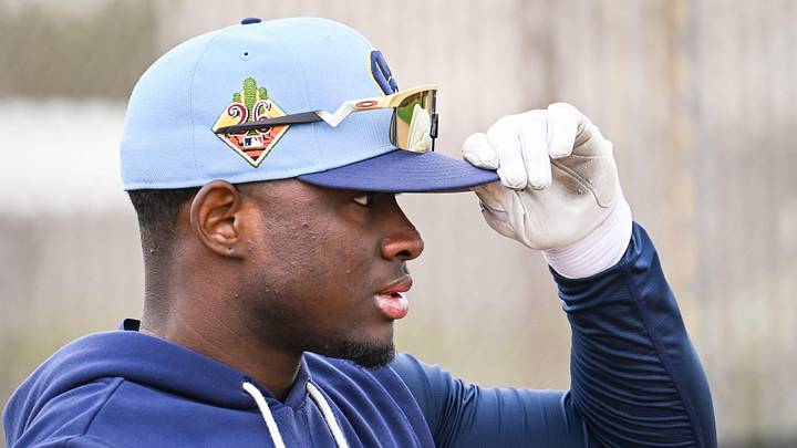 Milwaukee Brewers outfielder Luis Lara adjusts his cap during spring training workouts Monday, February 16, 2026, at American Family Fields of Phoenix in Phoenix, Arizona. Milwaukee Brewers outfielder Luis Lara adjusts his cap during spring training workouts Monday, February 16, 2026, at American Family Fields of Phoenix in Phoenix, Arizona.