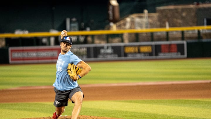 Brody Hopkins of Winthrop University attends the MLB Draft Combine at Chase Field in Phoenix on June 21, 2023.
