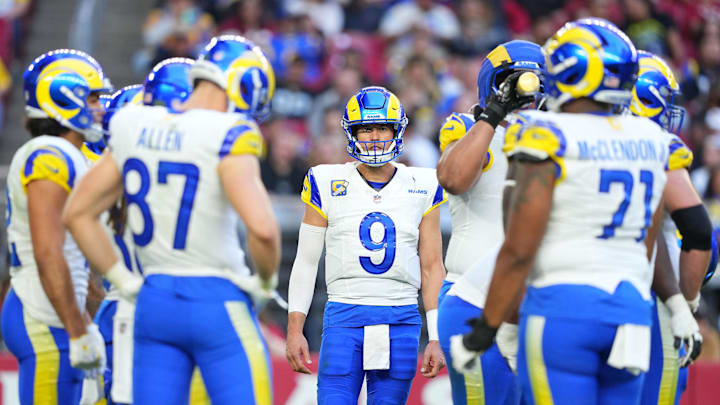 Dec 7, 2025; Glendale, Arizona, USA; Los Angeles Rams quarterback Matthew Stafford (9) during the second half at State Farm Stadium. Mandatory Credit: Joe Camporeale-Imagn Images Dec 7, 2025; Glendale, Arizona, USA; Los Angeles Rams quarterback Matthew Stafford (9) during the second half at State Farm Stadium. Mandatory Credit: Joe Camporeale-Imagn Images