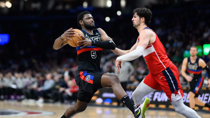 Mar 29, 2024; Washington, District of Columbia, USA; Detroit Pistons forward Chimezie Metu (5) Mar 29, 2024; Washington, District of Columbia, USA; Detroit Pistons forward Chimezie Metu (5)