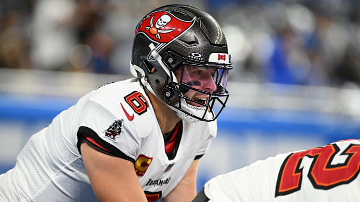 Sep 15, 2024; Detroit, Michigan, USA; Tampa Bay Buccaneers quarterback Baker Mayfield (6) warms up before their game against the Detroit Lions at Ford Field. Mandatory Credit: Eamon Horwedel-Imagn Images Sep 15, 2024; Detroit, Michigan, USA; Tampa Bay Buccaneers quarterback Baker Mayfield (6) warms up before their game against the Detroit Lions at Ford Field. Mandatory Credit: Eamon Horwedel-Imagn Images