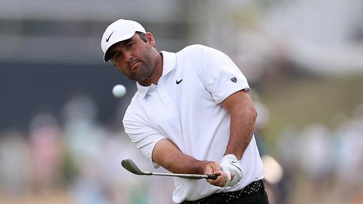May 16, 2026: Scottie Scheffler hits on the 18th green during the third round of the PGA Championship golf tournament. May 16, 2026: Scottie Scheffler hits on the 18th green during the third round of the PGA Championship golf tournament.
