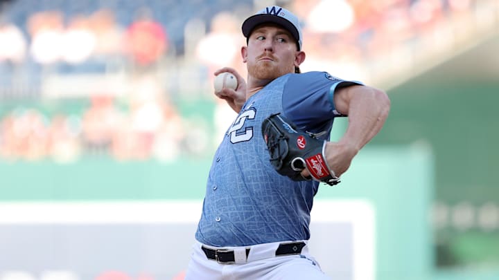 Sep 13, 2025; Washington, District of Columbia, USA; Washington Nationals pitcher Clayton Beeter (39) throws during the seventh inning against the Pittsburgh Pirates at Nationals Park. Sep 13, 2025; Washington, District of Columbia, USA; Washington Nationals pitcher Clayton Beeter (39) throws during the seventh inning against the Pittsburgh Pirates at Nationals Park.