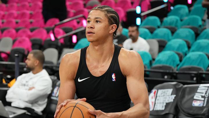 May 22, 2026; San Antonio, Texas, USA; San Antonio Spurs forward Carter Bryant (11) practices before game three of the western conference finals for the 2026 NBA playoffs at Frost Bank Center. Mandatory Credit: Scott Wachter-Imagn Images