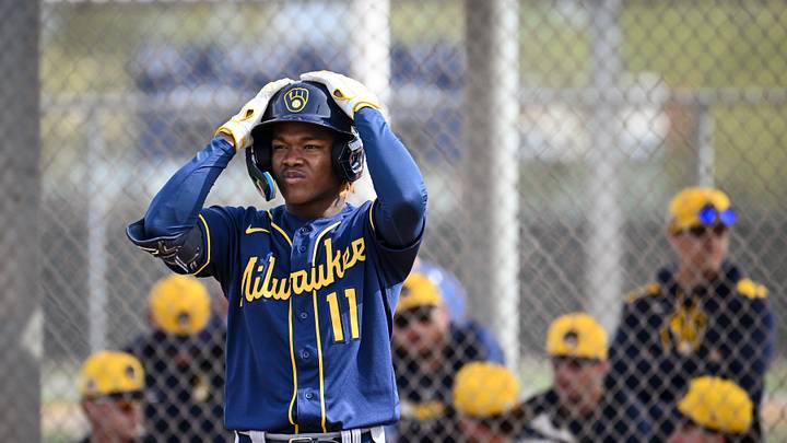 Milwaukee Brewers shortstop prospect Jesus Made prepares to hit during spring training workouts Monday, February 17, 2025, at American Family Fields of Phoenix in Phoenix, Arizona. Milwaukee Brewers shortstop prospect Jesus Made prepares to hit during spring training workouts Monday, February 17, 2025, at American Family Fields of Phoenix in Phoenix, Arizona.
