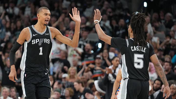 Victor Wembanyama (left) helped the Spurs win Game 6 and increase their odds to win the NBA Finals. 
