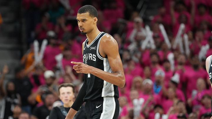 May 22, 2026; San Antonio, Texas, USA; San Antonio Spurs forward Victor Wembanyama (1) reacts in the second half during game three of the western conference finals for the 2026 NBA playoffs at Frost Bank Center. Mandatory Credit: Scott Wachter-Imagn Images May 22, 2026; San Antonio, Texas, USA; San Antonio Spurs forward Victor Wembanyama (1) reacts in the second half during game three of the western conference finals for the 2026 NBA playoffs at Frost Bank Center. Mandatory Credit: Scott Wachter-Imagn Images