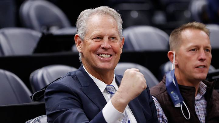 Dec 15, 2021; Salt Lake City, Utah, USA; Danny Ainge watches pregame activities after he was Appointed Alternate Governor and CEO of Utah Jazz Basketball prior to their game against the LA Clippers at Vivint Arena. Mandatory Credit: Jeffrey Swinger-USA TODAY Sports Dec 15, 2021; Salt Lake City, Utah, USA; Danny Ainge watches pregame activities after he was Appointed Alternate Governor and CEO of Utah Jazz Basketball prior to their game against the LA Clippers at Vivint Arena. Mandatory Credit: Jeffrey Swinger-USA TODAY Sports