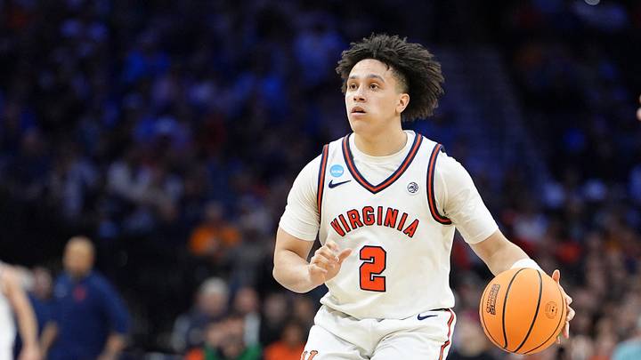 Mar 22, 2026; Philadelphia, PA, USA; Virginia Cavaliers guard Chance Mallory (2) dribbles the ball against the Tennessee Volunteers in the first half during a second round game of the men's 2026 NCAA Tournament at Xfinity Mobile Arena. Mandatory Credit: Kyle Ross-Imagn Images