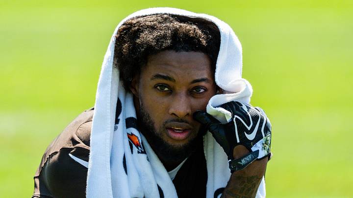 Cleveland Browns cornerback Denzel Ward takes in drills. Cleveland Browns cornerback Denzel Ward takes in drills.